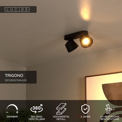 Lucide TRIGONO - Deckenstrahler - 2xGU10 - Schwarz